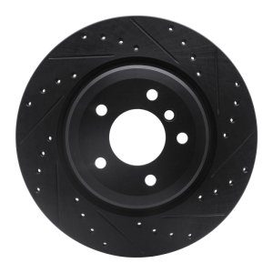 BMW 335XI Brake Rotor (1) - Rear Right - R1 Concepts - Drilled & Slotted - Black - `06-`15